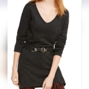 NWT INC BELTED LONG SLEEVE V-NECK TUNIC SWEATER